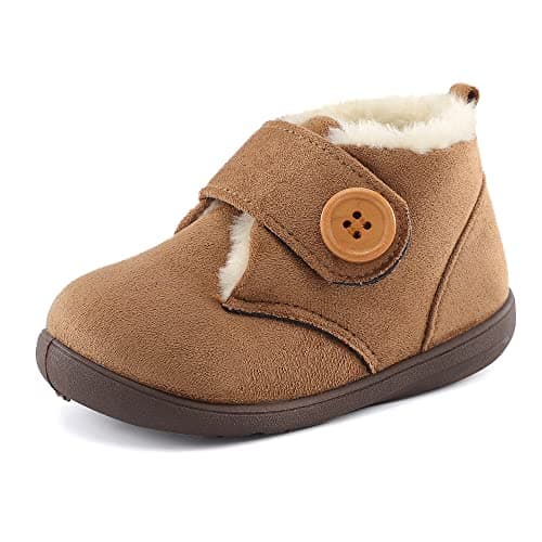 Image of MK MATT KEELY Baby Boys Girls Boots 1-4 Years Winter Warm Plush First Walking Shoes for Toddlers Khaki 4/4.5 UK Child