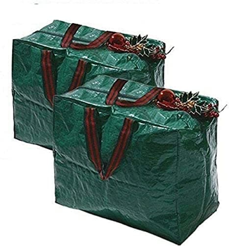 Image of Ram® 2 X Large Christmas Decoration Storage Bags Tinsel Baubles Xmas Decor Zipped Storage Bags