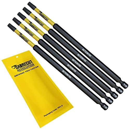 Image of 5 x SabreCut SCTX30152_5 152mm T30 TX30 Magnetic Impact Screwdriver Driver Bits Set Torx Heavy Duty