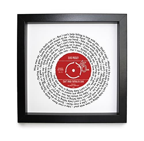 Image of Personalised Vinyl Record Song Lyrics Print - Thoughtful Wedding, Anniversary, Valentines, Christmas or Birthday Gift (Elvis Presley - Can't Help Falling In Love With You)