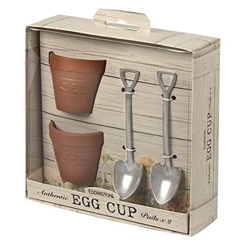 Image of Eddingtons Flower Pot Set of 2 Egg Cups and Spoons