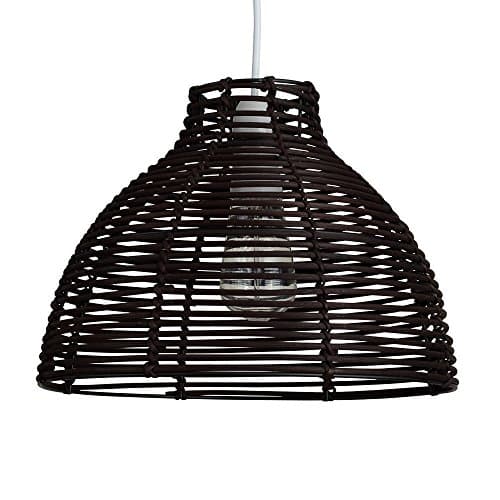Image of MiniSun | Modern Brown Wicker Basket Style Ceiling Light Shade | Pendant Lights, Home Décor & Improvement Essential | 31cm Shade Width