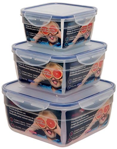 Image of Maturi Food Storage Containers Set of 3 with Airtight Lids, BPA Free, 0.8L-2.6L