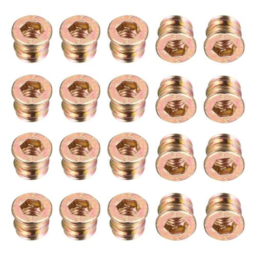 Image of TA-VIGOR M6x10mm Threaded Insert Nuts for Wood - Hex Socket Drive Furniture Inserts for Cabinet, Chair & DIY Repair Kits 20Pcs