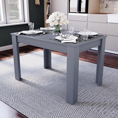 Image of Vida Designs Medina 4 Seater Dining Table MDF Wood Rectangle Modern Kitchen Dining Room Furniture Unit, Grey