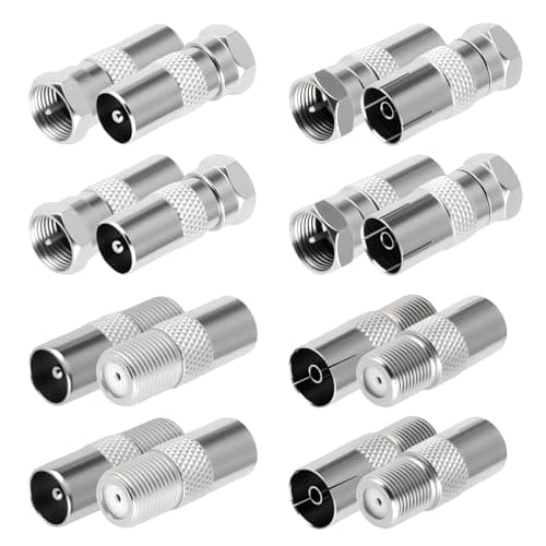 Image of Gainsten 16pcs TV Aerial Adapter F/T Plug Type Connector Male to Female Coaxial Socket RF Coax Connectors Aerial Cables Silver Adapter for Satellite Antenna Cable Lead Receiver Audio Video Equipment