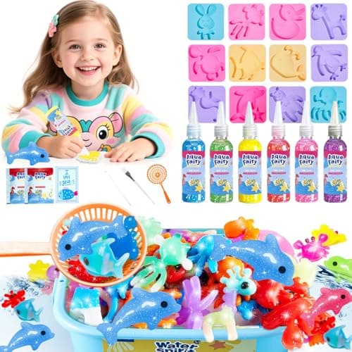 Image of Balakaka Aqua Fairy Water Gel Kit with 6 Colored Gel, 3D DIY Magic Aqua Elf Kit with 12 Moulds, Educational Toys Creative Crafts & Art Kit Gifts for Girls Boys Ages 5 6 7 8