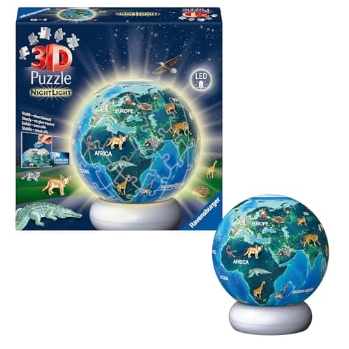 Image of Ravensburger Earth at Night 72-Piece 3D Nightlight Puzzle – Glow-in-the-Dark Puzzle Toy for Kids & Adults, Relaxing Interactive Decor