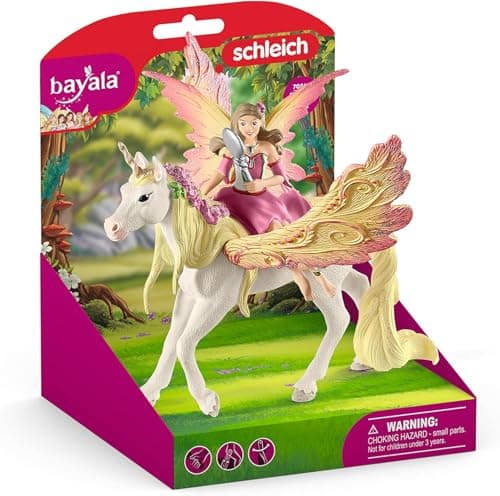 Image of SCHLEICH bayala Fairy Feya and Pegasus Unicorn Figurine Playset - Realistic Enchanting Fantasy Magical Fairy and Unicorn Figurine Imagination Playtime Toy Set for Boys and Girls, Gift for Kids Age 5+