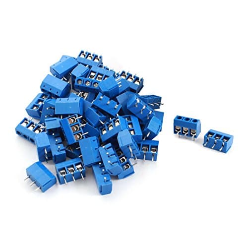 Image of sourcing map 50Pcs 3 Pin 5.0mm Pitch PCB Board Screw Terminal Block 12A 300V Blue