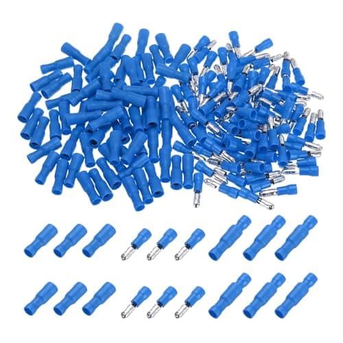 Image of sourcing map 100 Set Heat Shrink Butt Connectors, 12-10AWG Insulated Waterproof Wire Connectors Blue Male and Female Wire Crimp Terminals for Industrial, Automotive, Boat Stereo