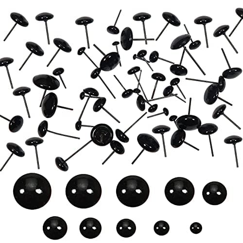 Image of TOAOB 100pcs Solid Black Glass Eyes Kits Craft Eyes 3mm to 12mm for Doll Making Needle Felting Crafts
