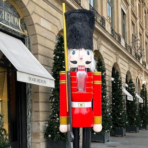 Image of CDL 180cm Tall Life-Size Large/Giant Christmas Wooden Nutcracker Soldier Ornament On Stand Carry Ceremonial Gun For Indoor Outdoor Xmas/Event/Ceremonies/Commercial Decoration(6 Feet, Soldier Red K07)