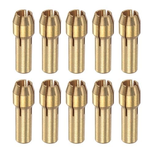 Image of sourcing map 10pcs Brass Collet 3.2mm Brass Drill Chucks Mini Electric Grinder Quick Change Drill Chuck Bit Sets for Rotary Tools, 4.3mm Shank Diameter