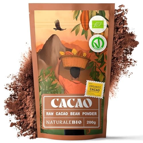 Image of NaturaleBio Organic Cacao Powder 200g. Unsweetened, Natural and Pure. Produced from Raw Cacao Beans of The Theobroma Plant. Source of Magnesium, Manganese and Phosphorus. Tested for Heavy Metals