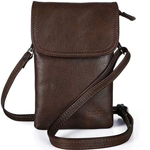 Image of befen Genuine Leather Phone Bag, Real Leather Phone Purse Wallet, Small Cell Phone Cross Body Bag for Women with Long Strap and Key Ring - Fit 8 Plus or Phone Less 6.5 Inch