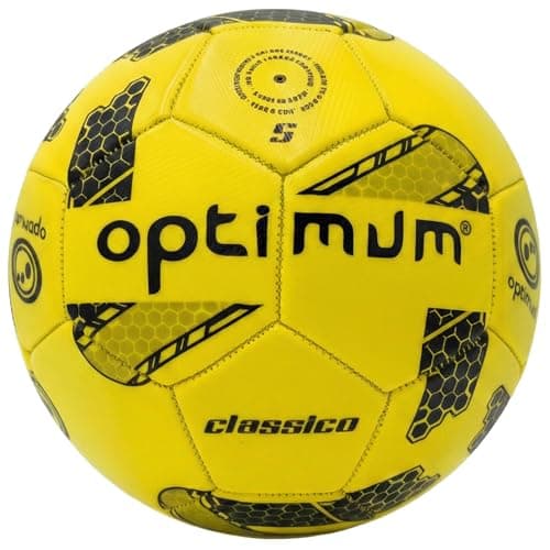 Image of Optimum Sport Classico Football for Indoor/Outdoor Training & Matches, Durable Valve for Consistent Flight, Precision Control & Lasting Air Retention – Size 5, Yellow