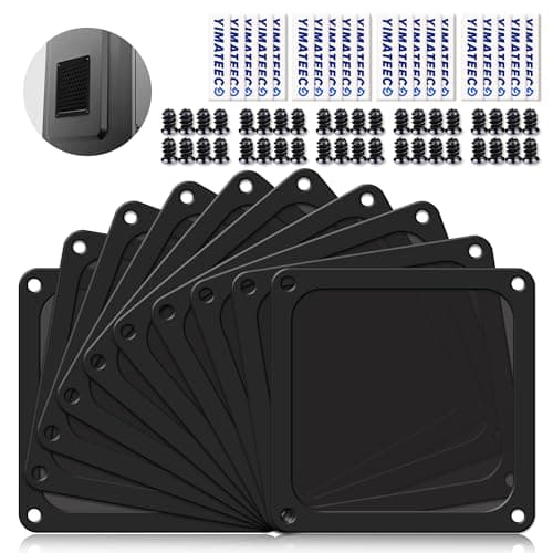 Image of YMATEECO Dust Filter 120mm for Computer Cooler/PSU/Routers Nylon 80 Mesh, Magnetic PC Fan Dust Cover Mesh Cooler Filter Dustproof Computer Fan Grills(Nylon, 120 * 120mm,10Pack, Black)