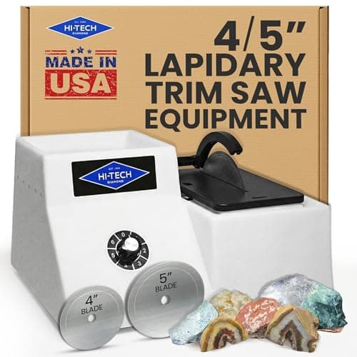 Image of Hi-Tech Diamond 4"/5" Lapidary Trim Saw - Stone Cutter Equipment, Glass Cutter, Diamond Blades Included, Rock Polisher & Cutting Tool Set for Gems, Minerals, Stones and Crystals – 4/5 Inch, 115V Only
