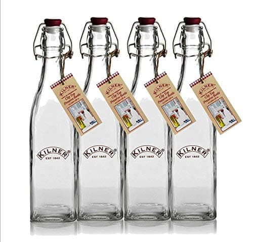 Image of Kilner Clip Top Square Bottle 0.55 Litre, 6cmx6cmx27cm, Glass
