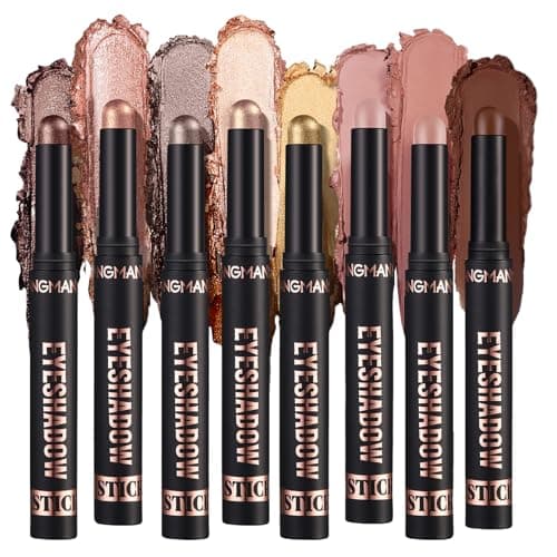 Image of Flintronic 8PCS Eye Shadow Sticks Set, Waterproof Eyeshadow Stick, Highlighting Pigmented Eye Shadow Pencil Crayon, Soft Creamy Matte Shimmer Long Lasting Eyeshadow Pencil for Daily Makeup