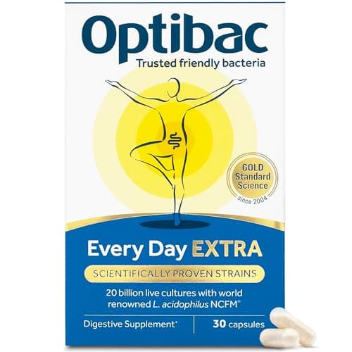 Image of Optibac Probiotics - for Every Day Extra Strength | Daily 20 Billion Live Bacteria Supplement | Lactobacillus Acidophilus NCFM Multi Strain Formula - 30 Vegan Capsules