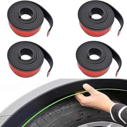 Image of ACESOME 4Pcs 1.5M Car Wheel Arch Trim, Universal Rubber Mudguards, L-Style Wheel Arch Protectors Edge Trim, Self-adhesive Tire Anti-Collision Trip for Sedan, Van, SUVs