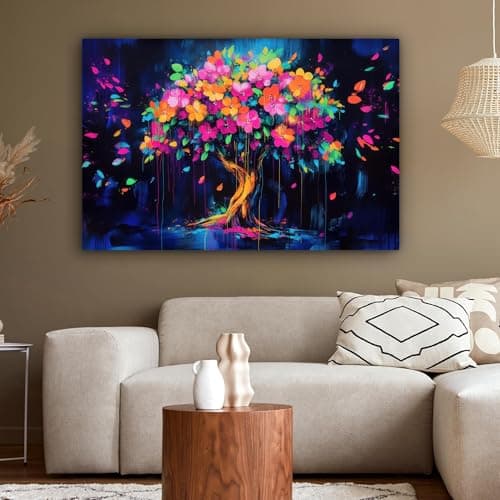 Image of YIdhDCgj Canvas Wall Art Decor Hanging Pictures for Living Room Canvus Artwork Deco Walls Tree - Flowers - Magical - Colored(20x30cm/Frameless)