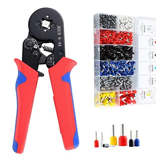 Image of Ferrule Crimping Tool Kit, Hibisaws 0.25-10mm² Self-Adjustable Ratchet Bootlace Crimper Plier Set with 1250 Wire End Ferrule Connectors, Ideal for DIY Electrical Repair and Cable Crimping