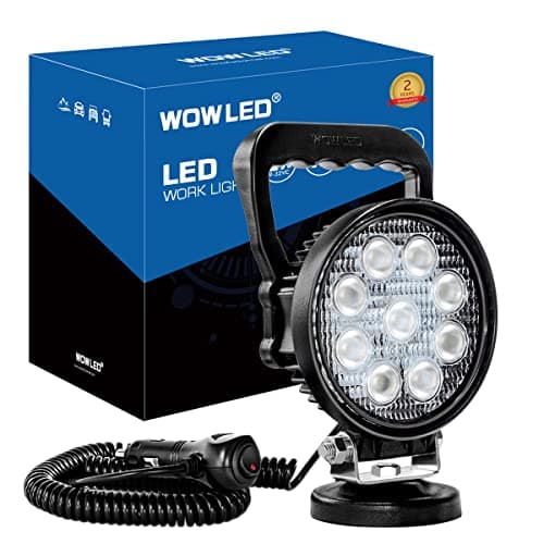 Image of WOWLED 12V 24V 27W Round Magnetic Base LED Work Light Floodlight Offroad Driving Work Lamp Bar Flood Beam Fog Light for Car Truck Boat 4x4 IP67 Camping Light Lamp..