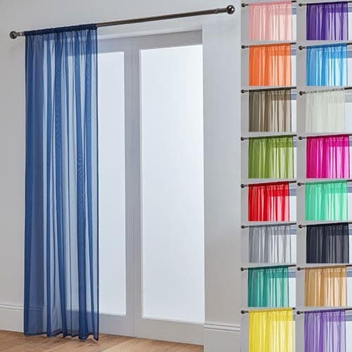 Image of John Aird Lucy Voile Curtains - Rod Pocket Slot Top - Net Curtains - 1 Panel (Navy, 58" Wide x 90" Drop)