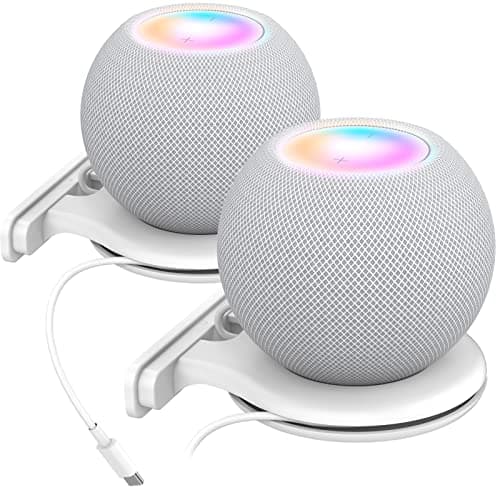Image of Aokicase Compatible with Apple HomePod Mini Holder Wall Mount Stand Accessories with Integrated Cable Management, Speaker Accessories Rack (Apple HomePod Mini, White) 2 Pieces