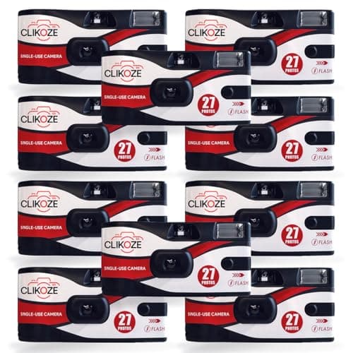 Image of Clikoze Disposable Camera with 27 Exposures - Ultramax ISO 400 35mm Single-Use Film Camera with Flash (10 Disposable Cameras)