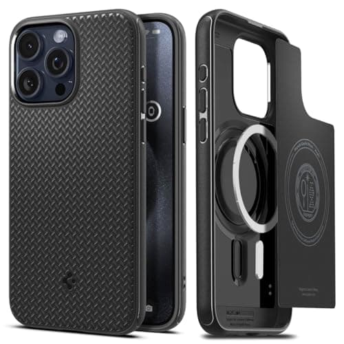 Image of Spigen Mag Armor MagFit Case for iPhone 15 Pro Max, Compatible with MagSafe Accessories - Matte Black