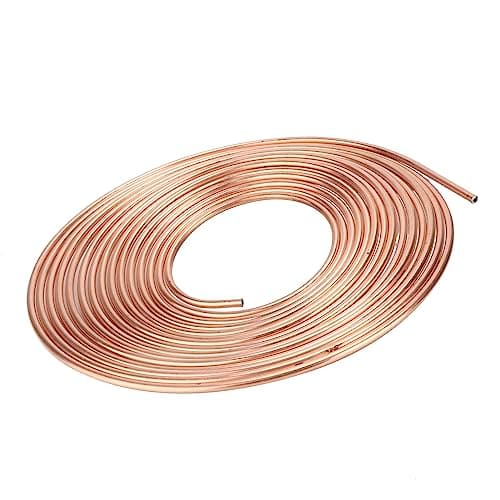 Image of Yosoo Health Gear Brake Line, Copper Plated Brake Tubing 3/16in OD 25ft, Easy to Bend and Flare, 0.028in Wall for Hydraulic Fuel Transmission Systems DIY Repair (A(Gold))