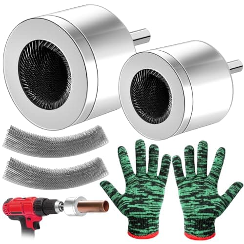 Image of 2PCS Copper Pipe Cleaner for Drill 15mm &22mm Pipe Cleaners Plumbing 4PCS Repacement Brushes & Gloves Copper Pipe Deburring Tool 15mm 22mm Tube Wire Brush for Drill Cleaning Rust Removal