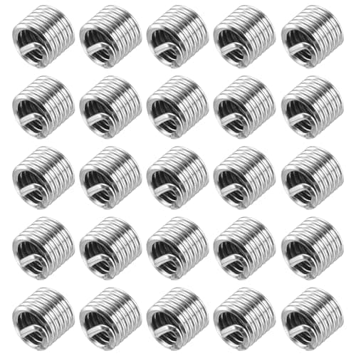 Image of sourcing map 50pcs Wire Thread Inserts 1/4-20 UNC 1.5D(3/8") 304 Stainless Steel Helical Type Coiled Thread Repair Kit Wire Screw Threaded Sleeve Sheath for Mechanical Equipment
