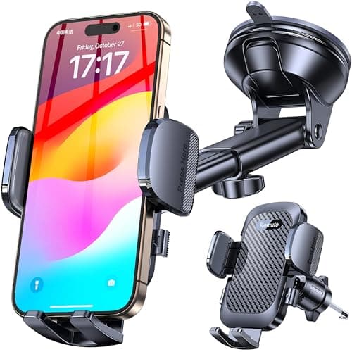 Image of Romuto Car Phone Holder Mount【Strong Suction】Mobile Phone Holder for Cars Phone Mount for Car Vent/Windscreen/Dashboard Desktop Stand Phone Holder Van Car Accessories for Women Men for iPhone Samsung