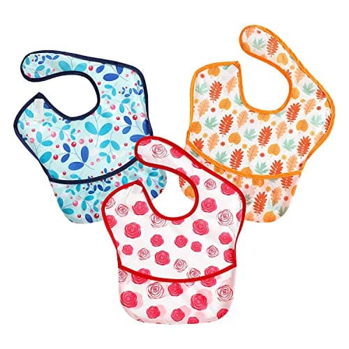 Image of PandaEar 3 Pack Super Light Weight Baby Bib, Waterproof, Washable, Stain Oil and Odor Resistant 5-36 Months|Multi-color|Girl