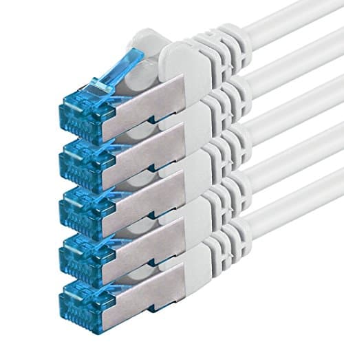 Image of 1aTTack.de 5m - CAT6a - network cable white - 5 pieces CAT 6 A patch cable 10000 Mbit s SFTP PIMF 500 MHz compatible with CAT5 CAT6 CAT7 DSL Internet Switch Router