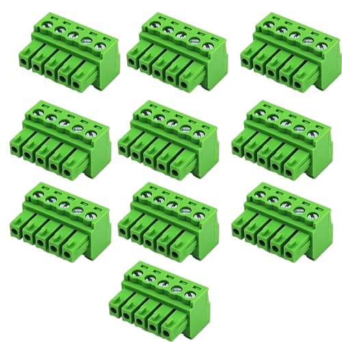 Image of XUGERIP 10 PCS 5 Pin 3.5mm Pitch PCB Screw Terminal Block Connector, Male Plug for 28-16AWG,Pluggable Male Quick Connector-5 Pole