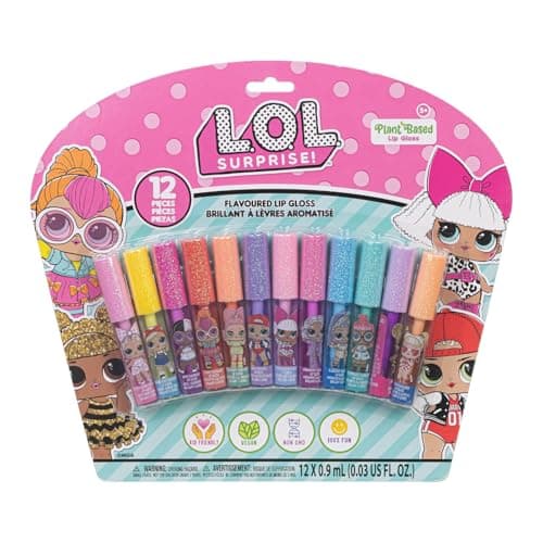 Image of L.O.L Surprise12 Piece Plant Based Lip Gloss, Girls Party Favours, First Makeup Set for Girl, Perfect for Parties, Sleepovers and Birthday Gifts, Ages 3+, by Townley Girl