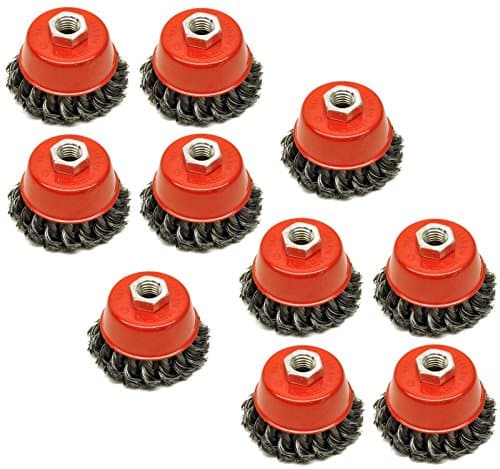 Image of Twist Knot Wire Wheel Cup Brush 3" for 4-1/2" Angle Grinder 10 Pack AU026