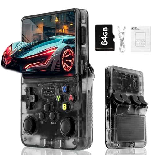 Image of Blidinner R36S Retro Handheld Video Game Console - Linux System,3000mAh Battery,3.5 Inch Screen,64G TF Card,20000+ Classic Games,Portable Game Console for Present to Give Friends for Christmas-Black