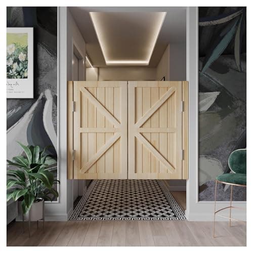 Image of Double Sa Door, Solid Wood, 2-Panel Café Entrance Door with Hins, Ideal for Kitchen, Living Room, Office - Wood Color, 70x90cm