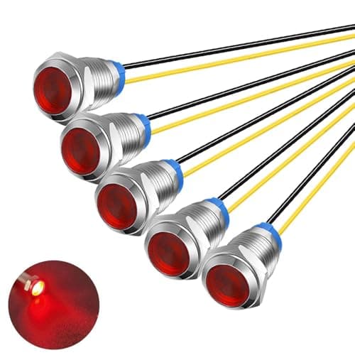 Image of Gebildet 5pcs 10mm 230V AC LED Metal Indicator Light Waterproof Signal Lamp (Red)