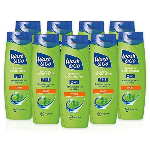 Image of Wash & Go Sport 2 in 1 Shampoo & Conditioner, Men's Hair Shampoo, For All Hair Types, Bulk Pack x 9 bottles