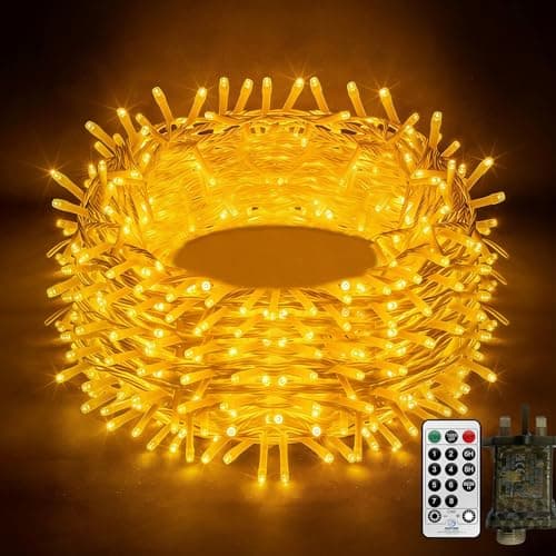 Image of CORST 100M Fairy Lights Outdoor String Lights Plug in, 600LED Long Balcony Gazebo Lights Indoor Fairy Light String for Room,Waterproof with Remote,Timer, 8 Modes for Garden Tree(Warm White)