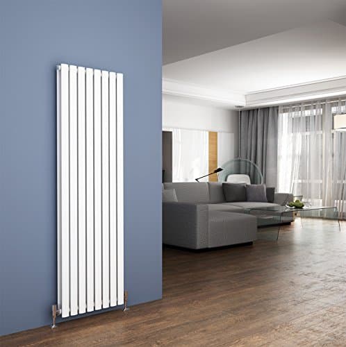 Image of ELEGANT 1600 x 480mm White Designer Vertical Column Radiator Oval Double Panel