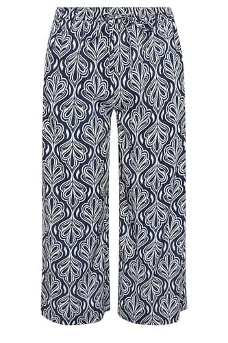 Image of M&Co Blue Abstract Print Wide Leg Culottes - Women's